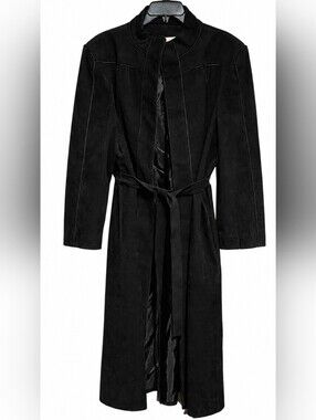 Abe Schrader Women's 10 Black Genuine Suede Duster With Tie Waist